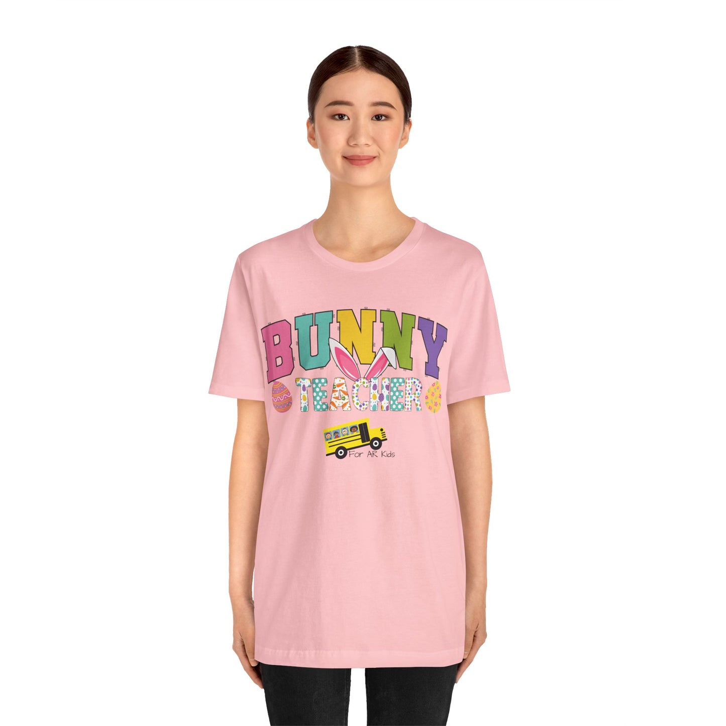 Limited Time Offer - Bunny Teacher x AR Kids Shirt, Happy Bunny Teacher with School Bus Shirt, Easter Egg Shirt, Education Shirt