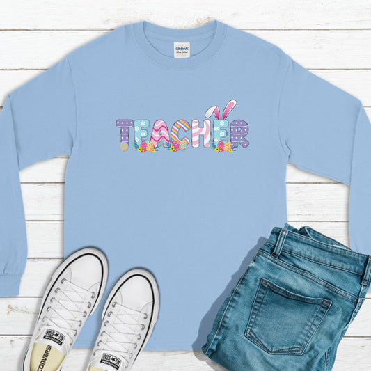 Happy Teacher Easter Sweatshirt, Easter Outfit, Happy Easter Sweatshirt, Easter Bunny Sweatshirt