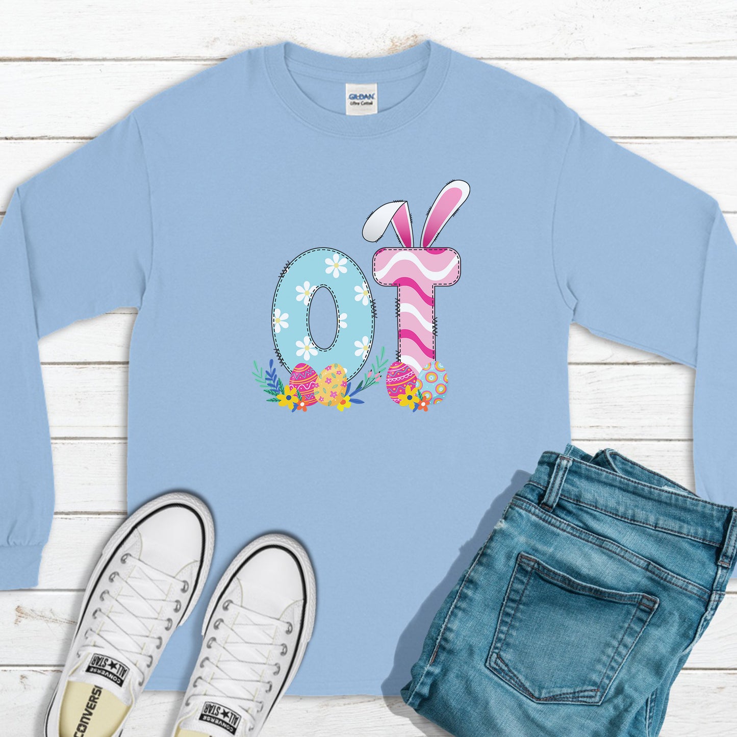 Happy OT Easter Sweatshirt, Easter Outfit, Happy Easter Sweatshirt, Easter Bunny Sweatshirt