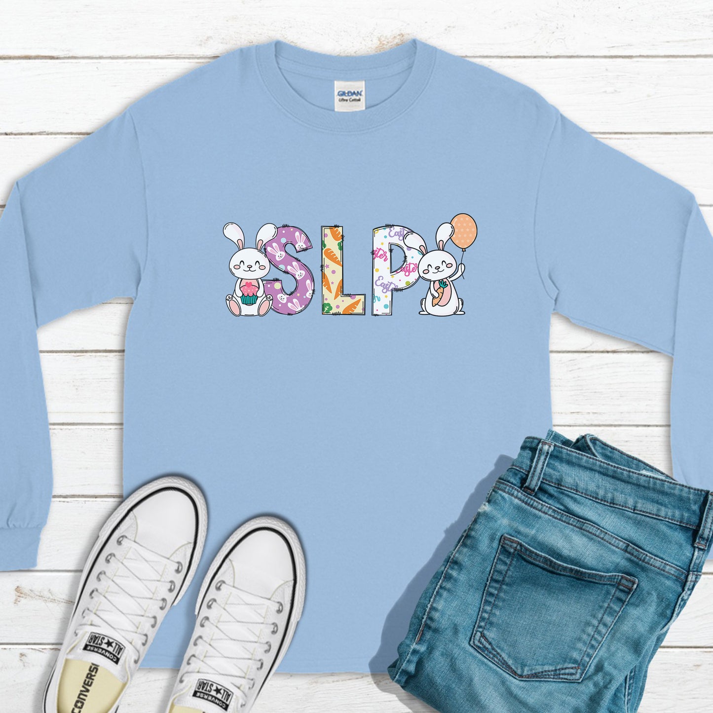 Happy SLP Sweatshirt, Easter Outfit, Happy Easter Sweatshirt, Easter Bunny Sweatshirt