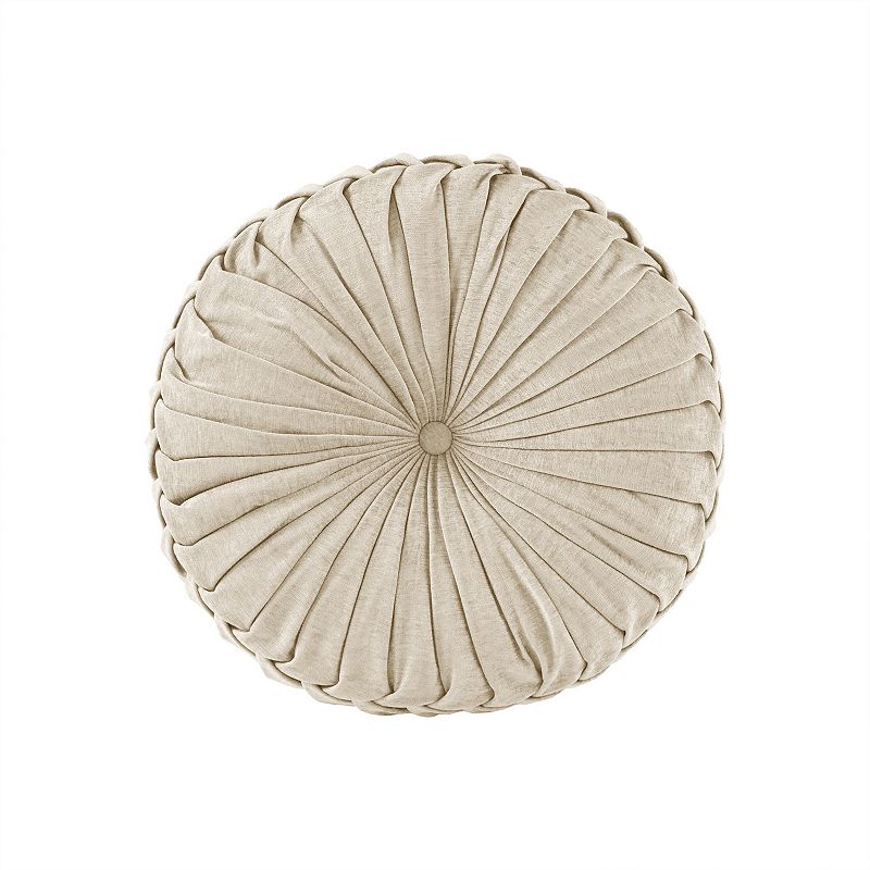 Intelligent Design Loretta Poly Chenille Round Floor Pillow Cushion, Ivory, Dia 22"x6"