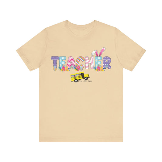 Limited Time Offer - Limited Time Offer - Bunny Teacher x AR Kids Shirt, Happy Bunny Teacher with School Bus Shirt, Easter Egg Shirt, Education Shirt