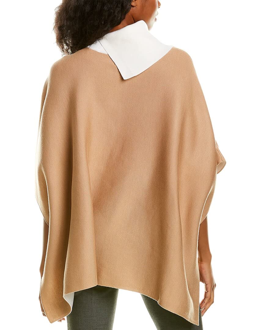 Anne Klein Womens Split Collar Double Face Poncho Sweater