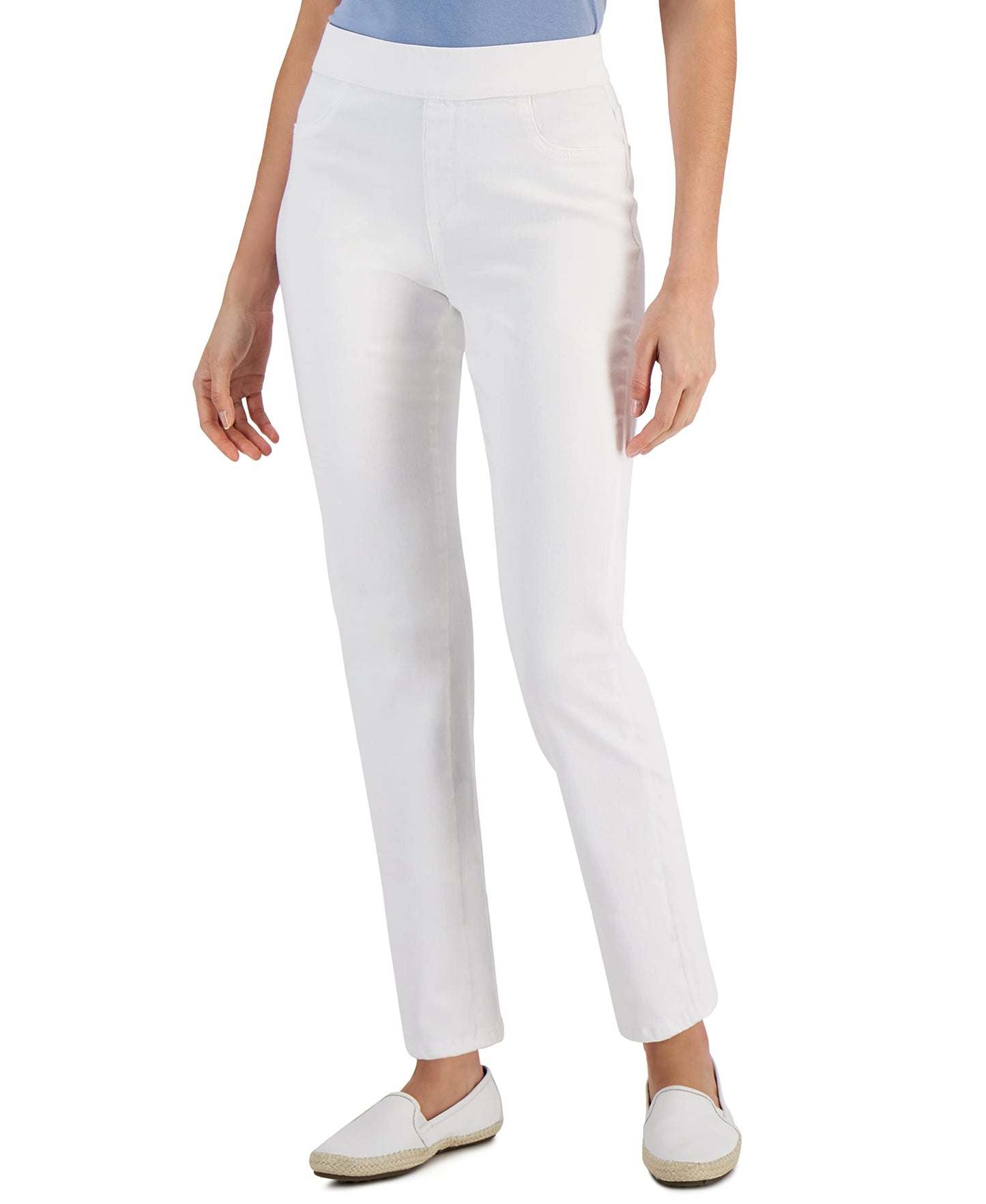 Karen S Women's Pull-On White Denim Pants