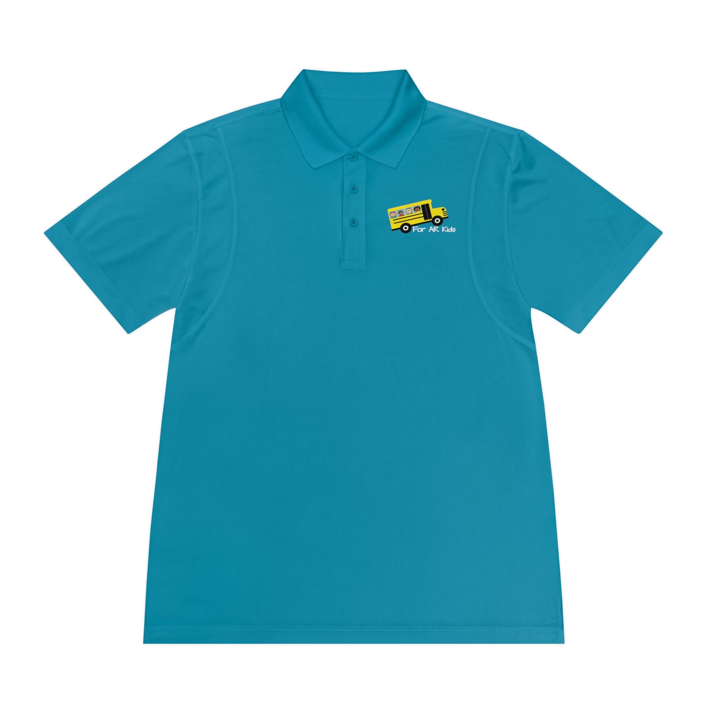 School Bus Men's Sport Polo Shirt, AR Kids Polo Shirt, Cute Children's Bus Polo Shirt