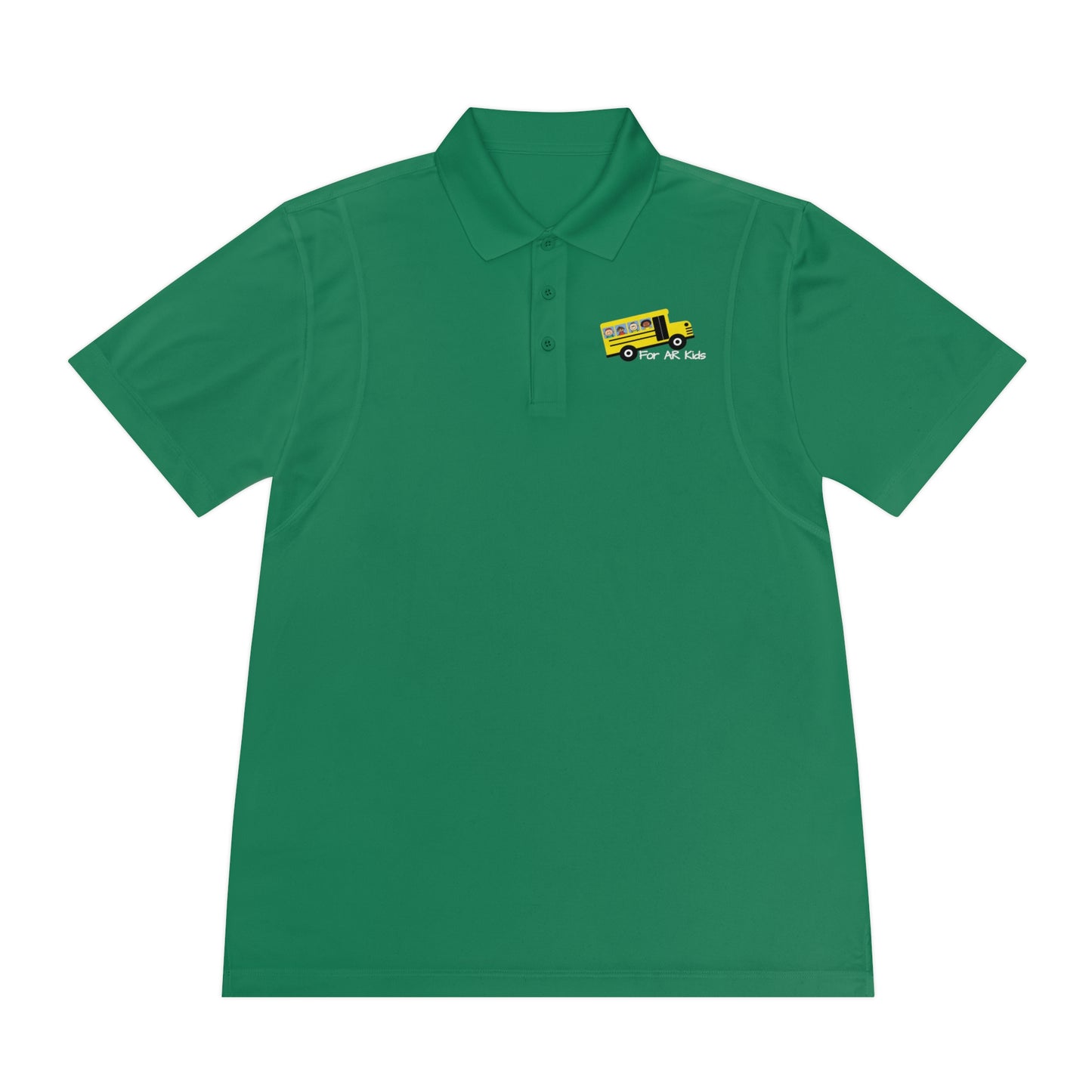 School Bus Men's Sport Polo Shirt, AR Kids Polo Shirt, Cute Children's Bus Polo Shirt