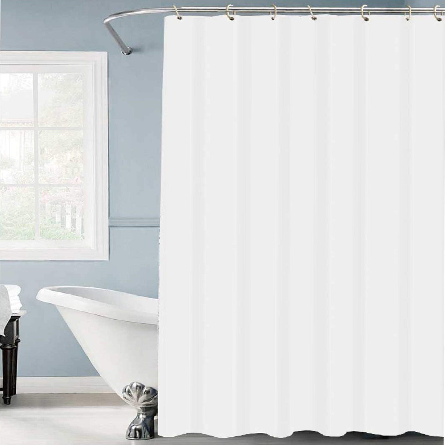 Bath Bliss 70" x 72" Polyester Shower Curtain with Splash Guard in White Solid
