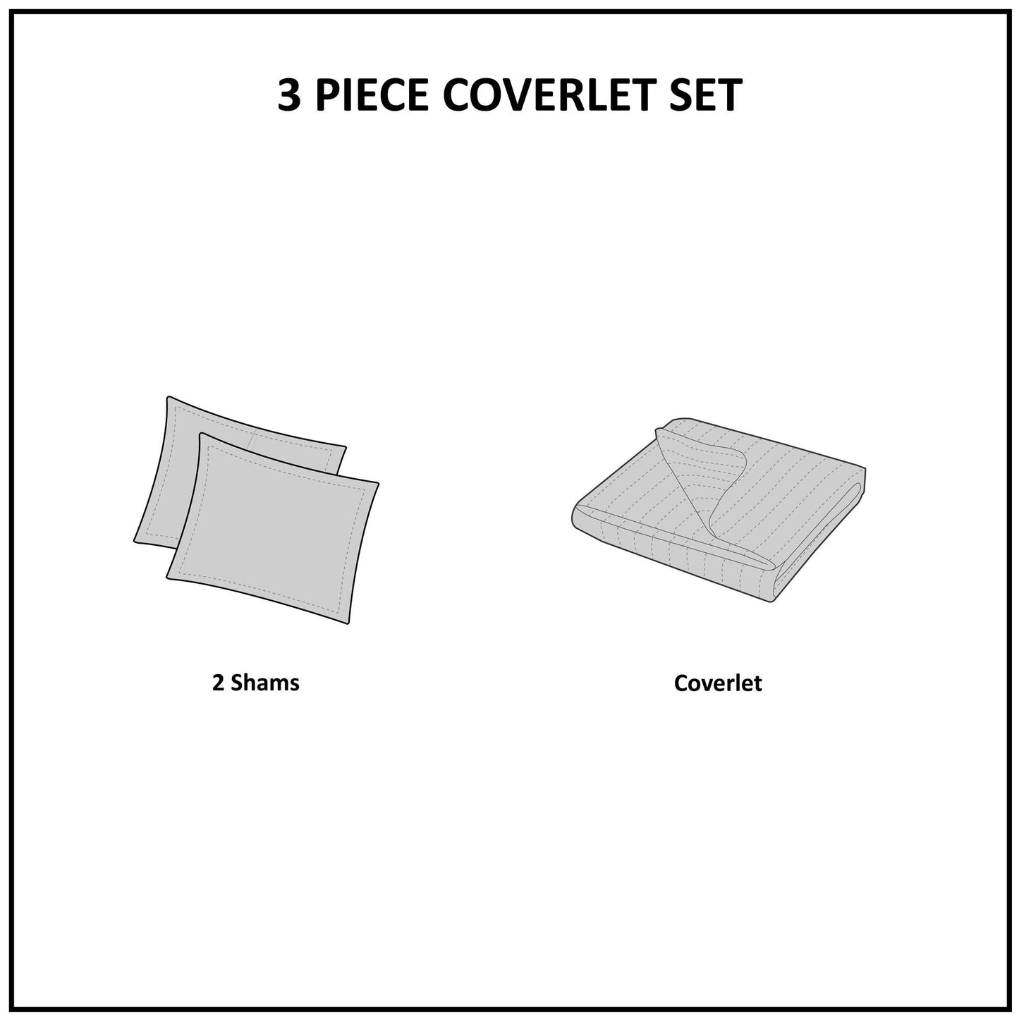 Home Essence Genoa 3 Piece Reversible Scalloped Edge Coverlet Set, Green,