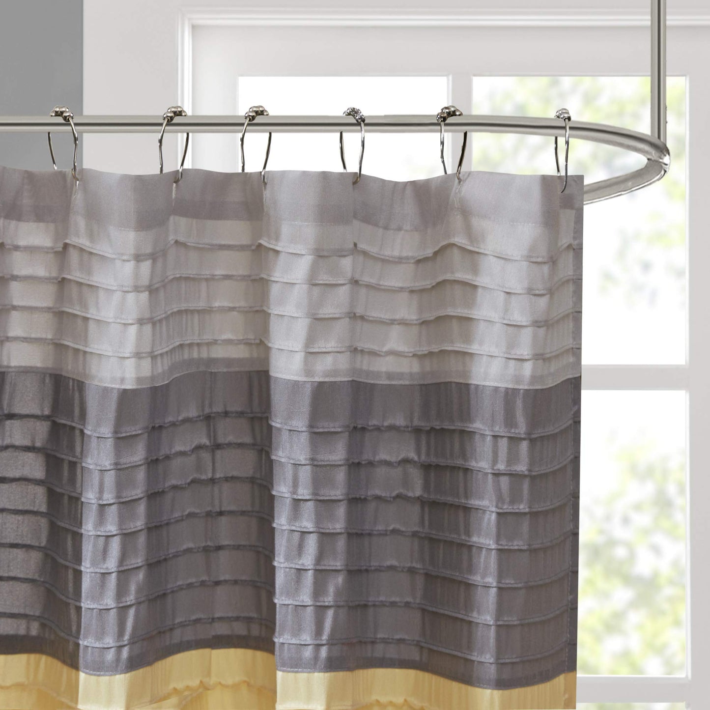 Home Essence Salem Pieced Faux Silk Shower Curtain
