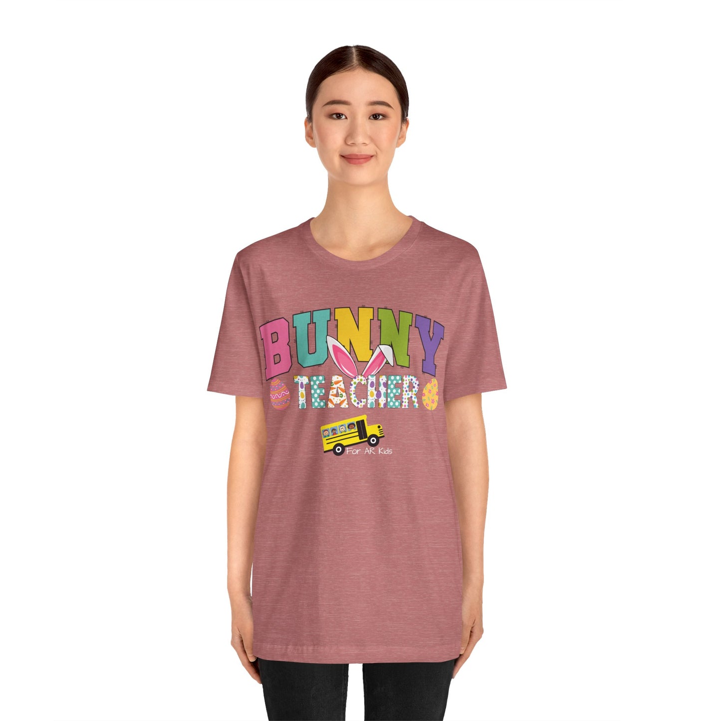 Limited Time Offer - Bunny Teacher x AR Kids Shirt, Happy Bunny Teacher with School Bus Shirt, Easter Egg Shirt, Education Shirt