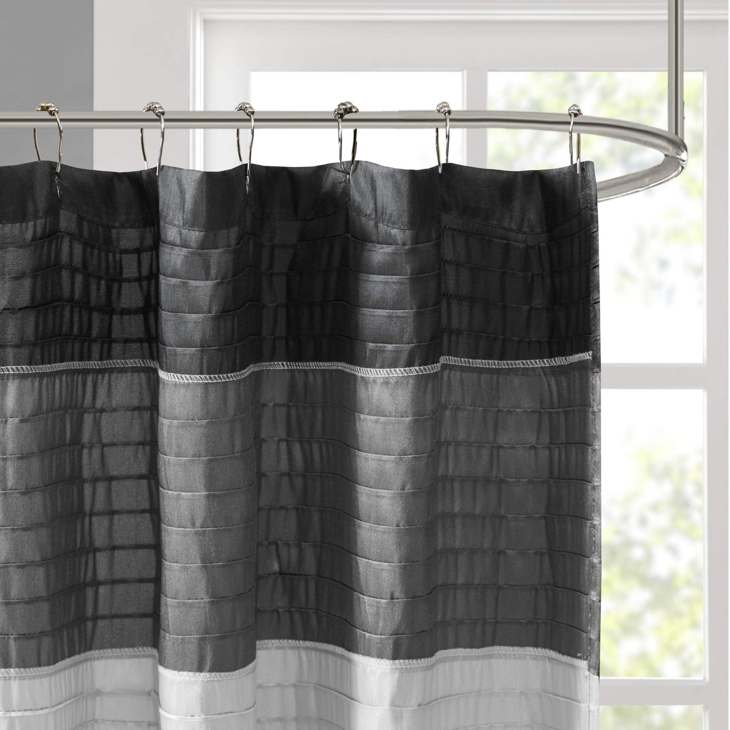 Madison Park Amherst Faux Silk Shower Curtain 72x72" Black