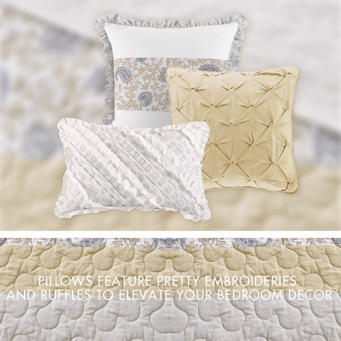 Madison Park 6 Piece Cotton Percale Quilt Set with Throw Pillows