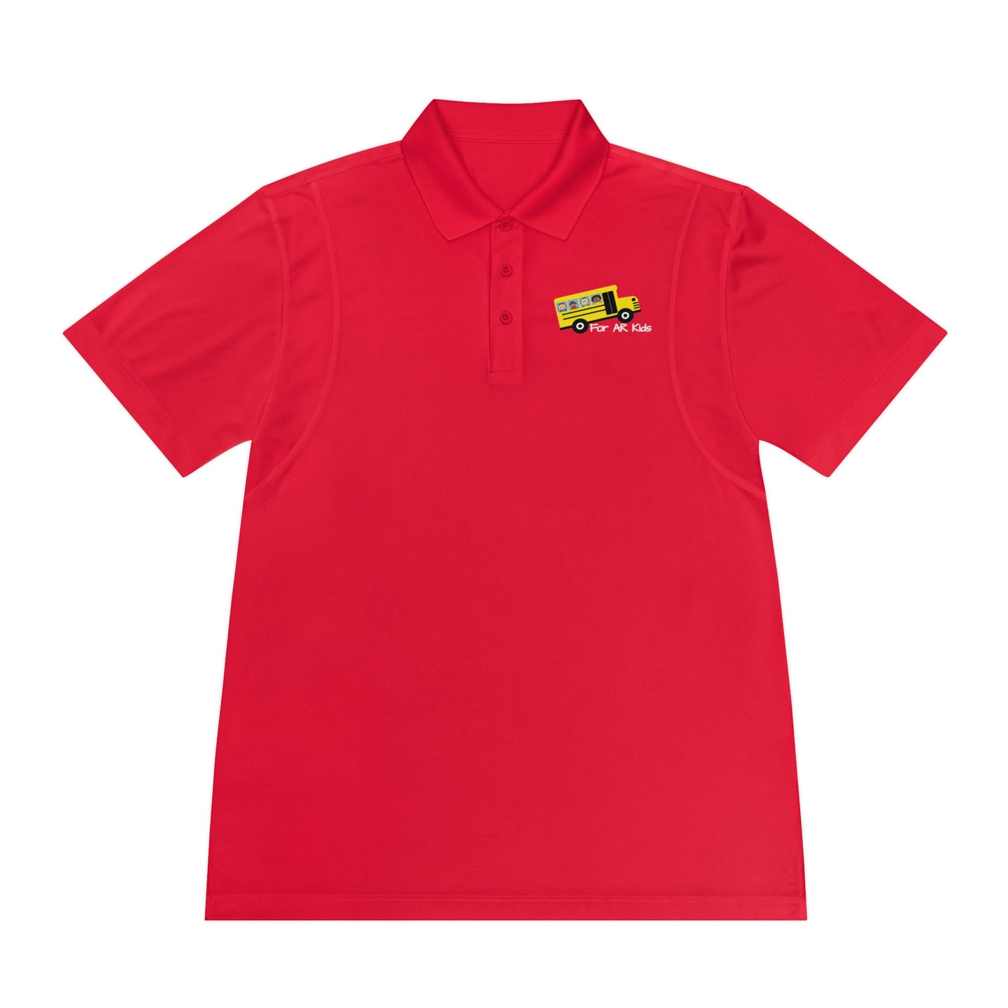 School Bus Men's Sport Polo Shirt, AR Kids Polo Shirt, Cute Children's Bus Polo Shirt