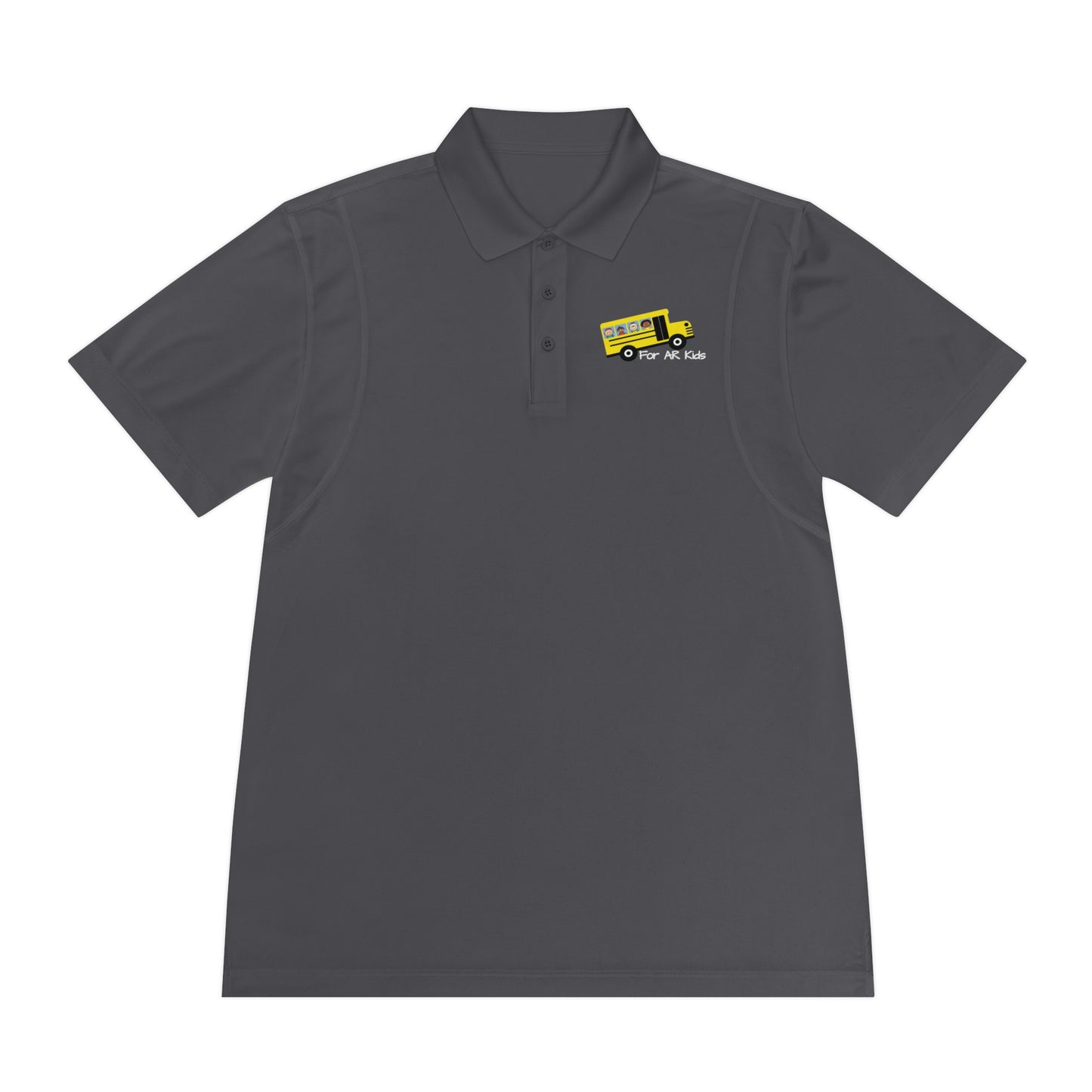 School Bus Men's Sport Polo Shirt, AR Kids Polo Shirt, Cute Children's Bus Polo Shirt