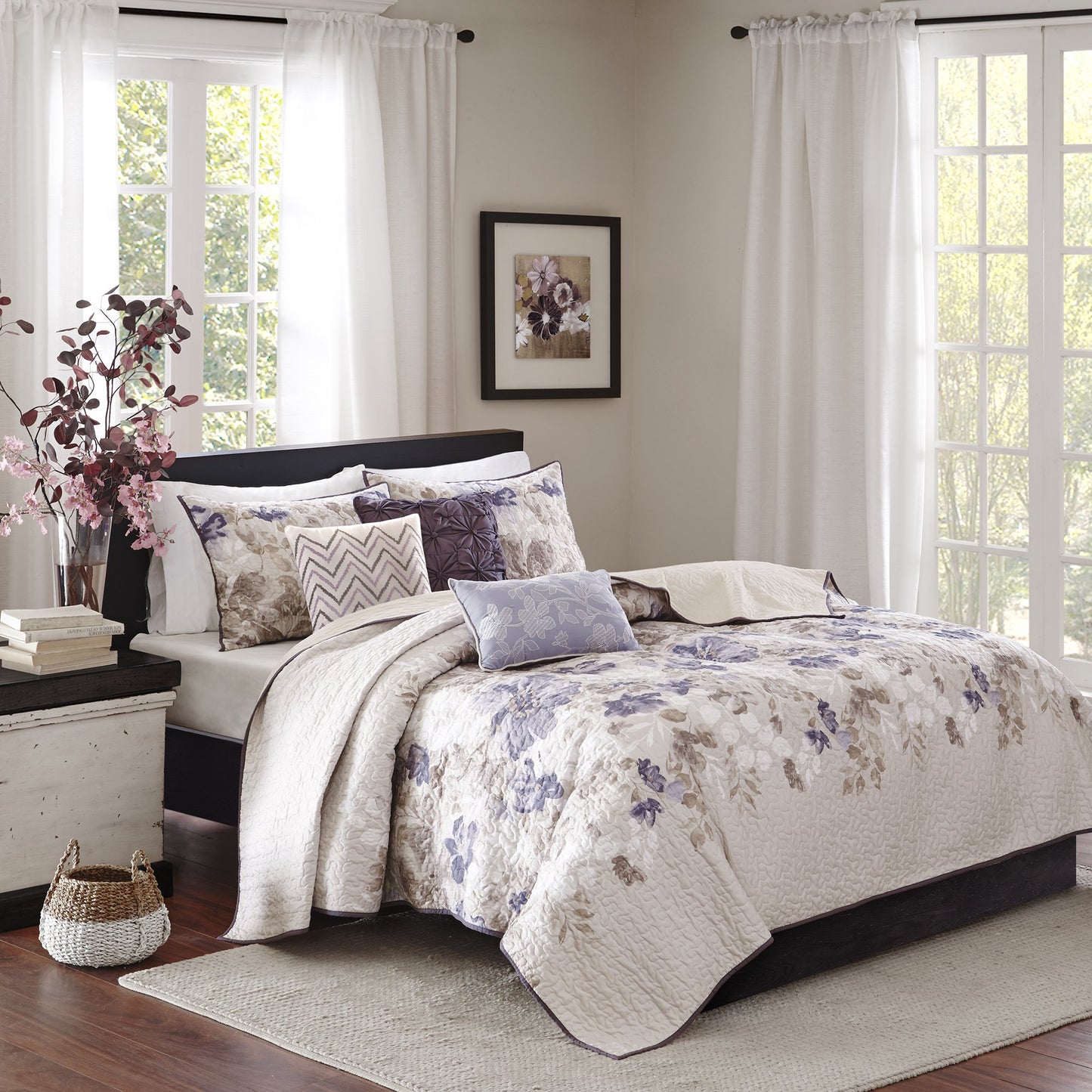 Home Essence Willow 6 Piece Reversible Printed Coverlet Bedding Set