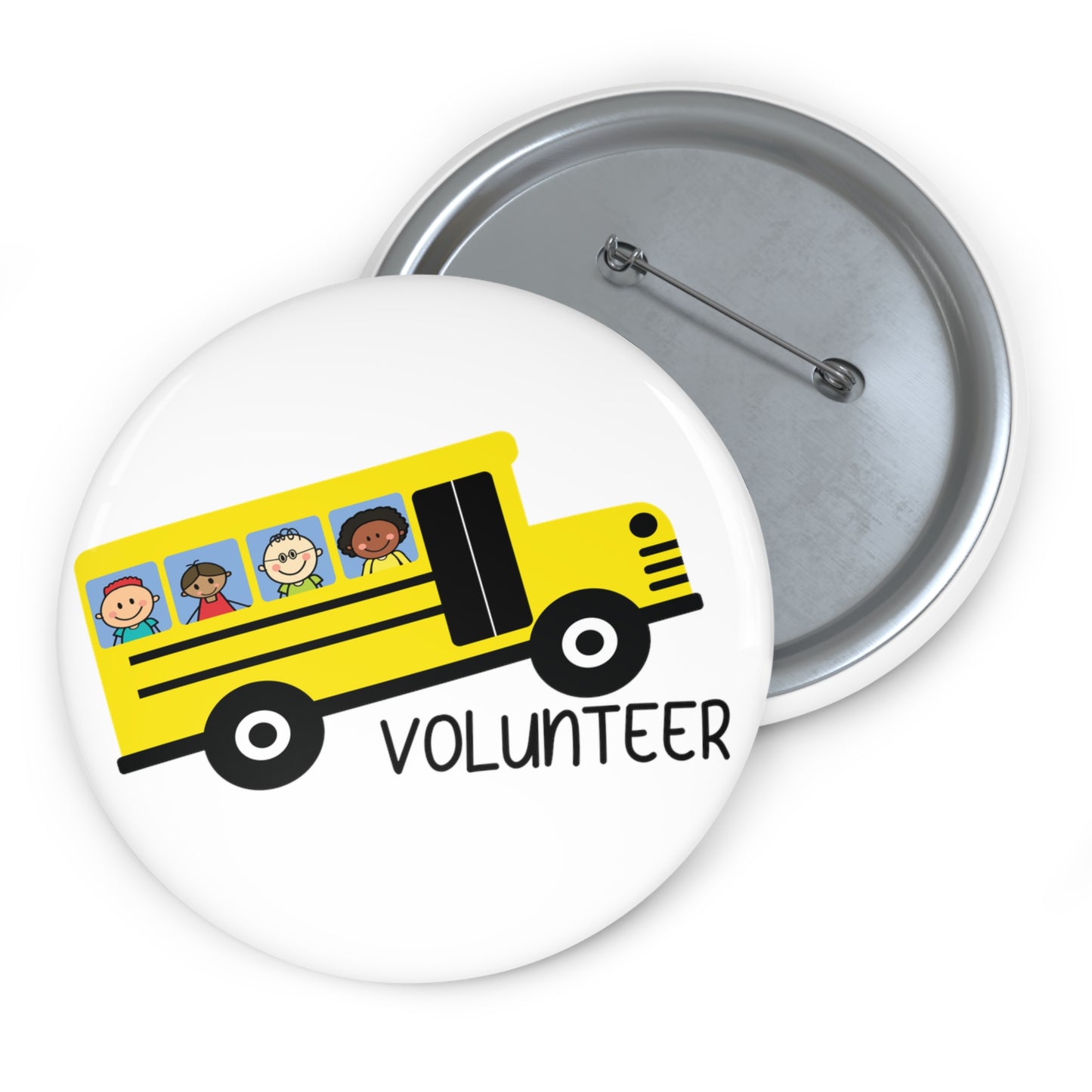 Volunteer Bus Pin Buttons, School Bus Pin Buttons, Cute Children's Bus Pin Buttons