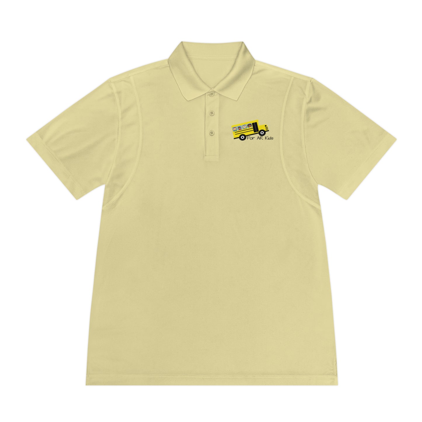 School Bus Men's Sport Polo Shirt, AR Kids Polo Shirt, Cute Children's Bus Polo Shirt