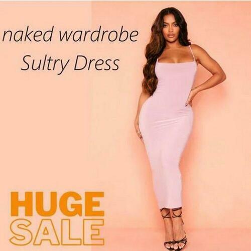 Naked Wardrobe Sultry Dress, Sheath MIDI Strap Size Med
