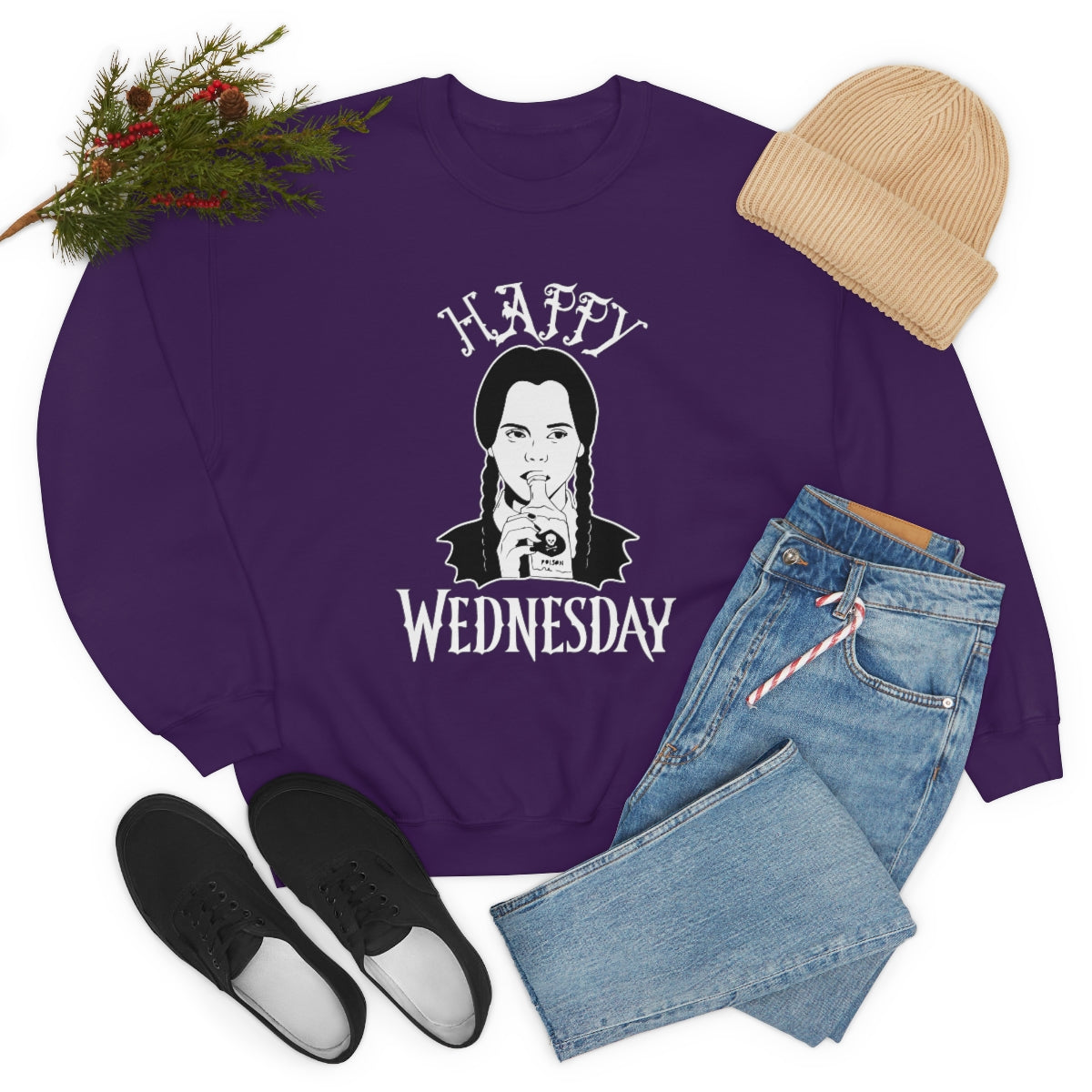Happy Wednesday Addams Crewneck Sweatshirt