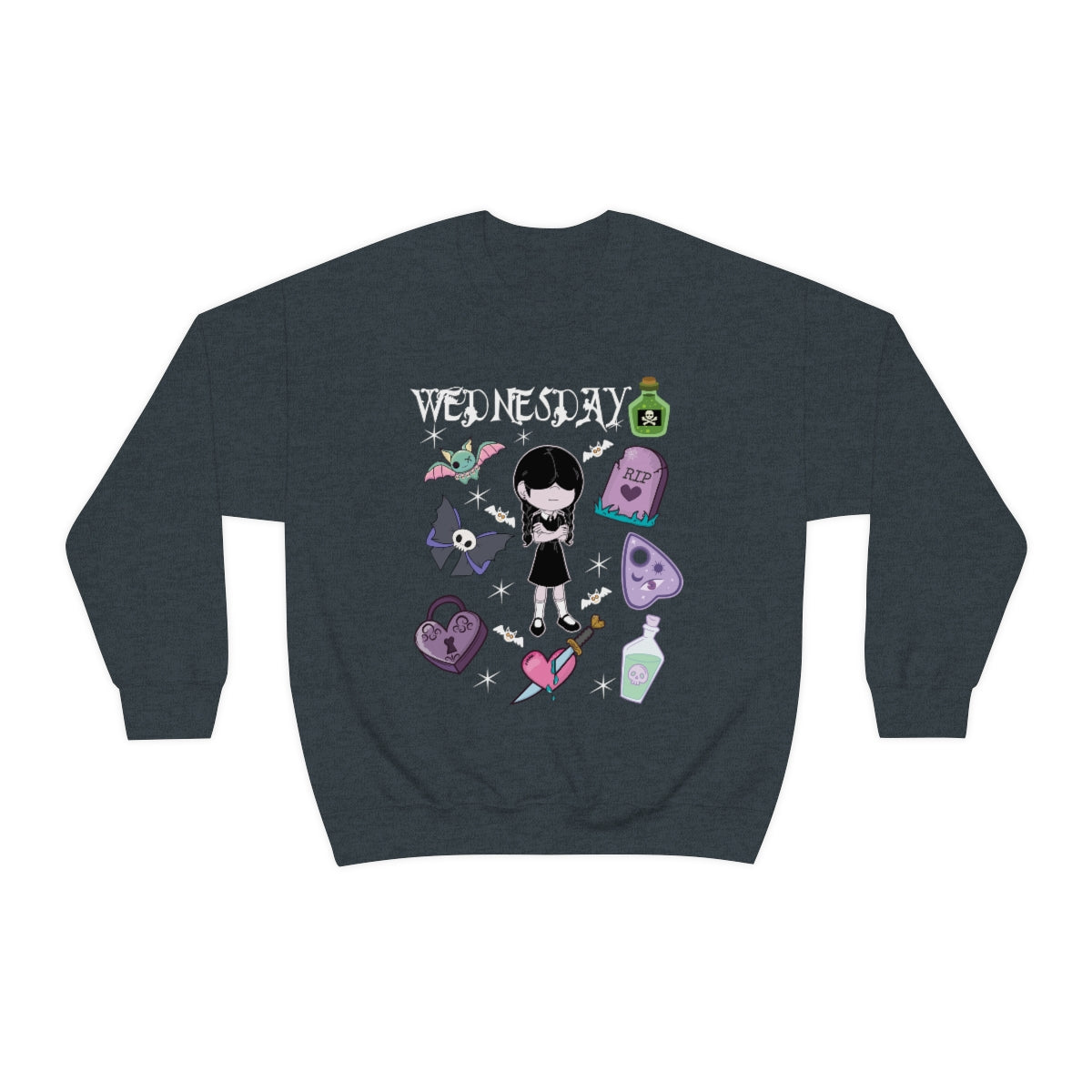Wednesday Addams Goth Collage Crewneck Sweatshirt
