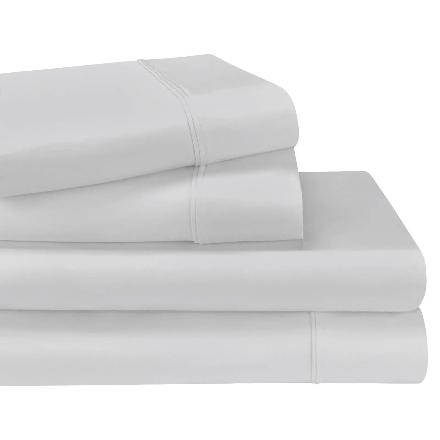 4 Piece Bed Sheet Set Deep Pockets King Queen Size Super Soft Cotton 2500 Series White Color