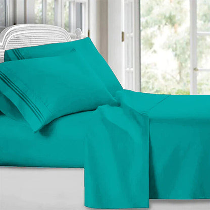 4 Piece Bed Sheet Set Deep Pockets King Queen Size Super Soft Cotton 2500 Series Lime Green