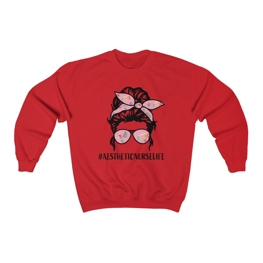 Aesthetic Nurse Life Crewneck Sweatshirt Pullover Unisex Heavy Blend™ Red