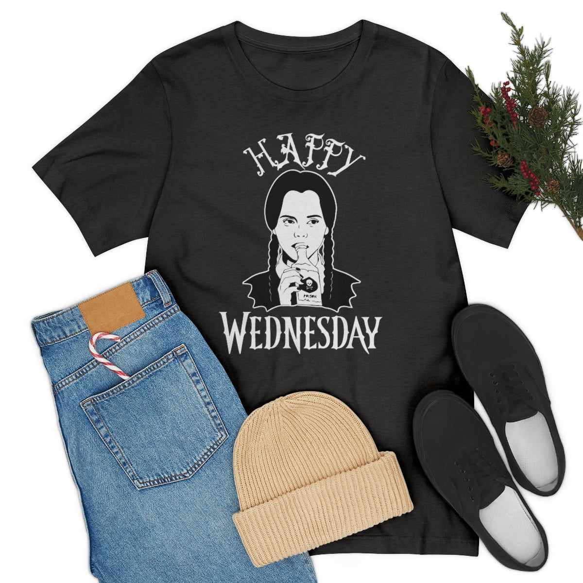 Happy Wednesday Addams Shirt - Bella Canvas