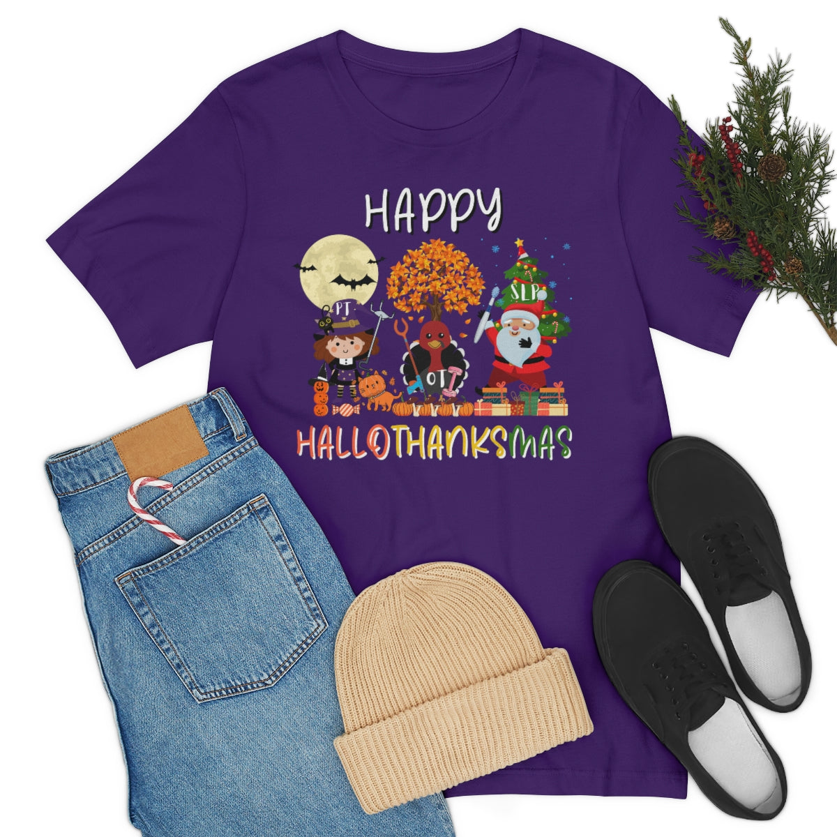 Happy Hallowthanksmas Therapy Team Shirt Fall Thanksgiving Tee