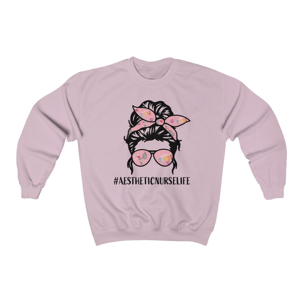 Aesthetic Nurse Life Crewneck Sweatshirt Pullover Unisex Heavy Blend™  Light Pink