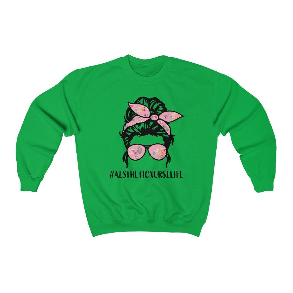 Aesthetic Nurse Life Crewneck Sweatshirt Pullover Unisex Heavy Blend™ Irish Green Color