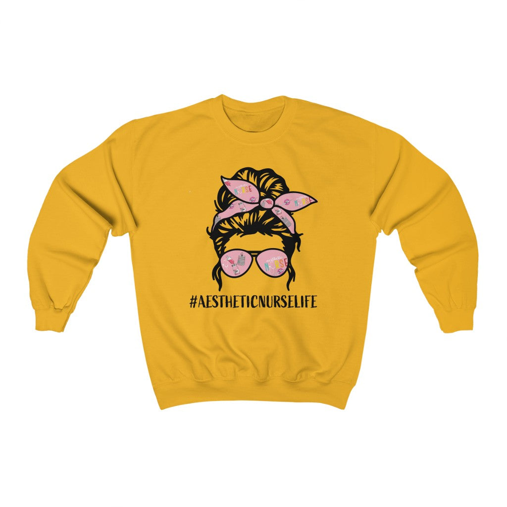 Aesthetic Nurse Life Crewneck Sweatshirt Pullover Unisex Heavy Blend™ Gold Color