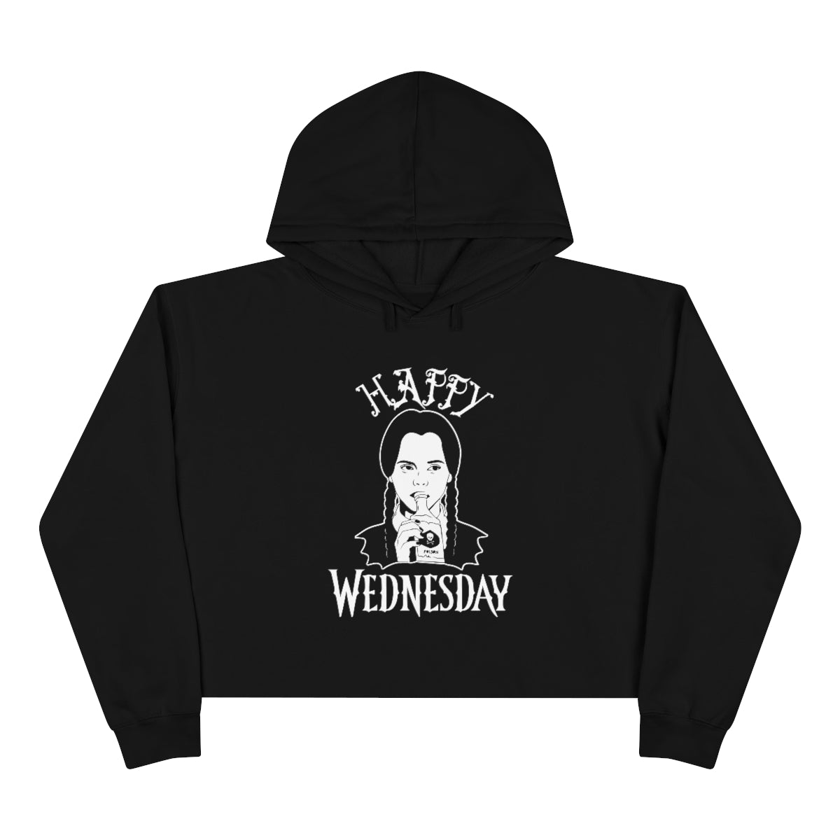 Happy Wednesday Addams Crop Hoodie Pullover Hooded Sweatshirt