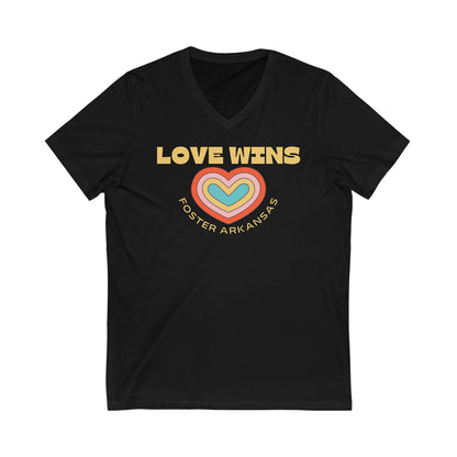 Love Wins Foster Arkansas Retro Heart V-Neck Shirt