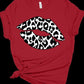 Leopard black and white Lips, leopard t-shirts, leopard lips t-shirts, lips, tops and tees,
